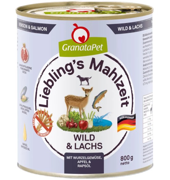 GranataPet TERAVILJAVABA konservtoit Liebling´s Mahlzeit koertele ULUKILIHA ja LÕHEGA (65%) koos JUURVILJA, ÕUNA JA RAPSIÕLIGA