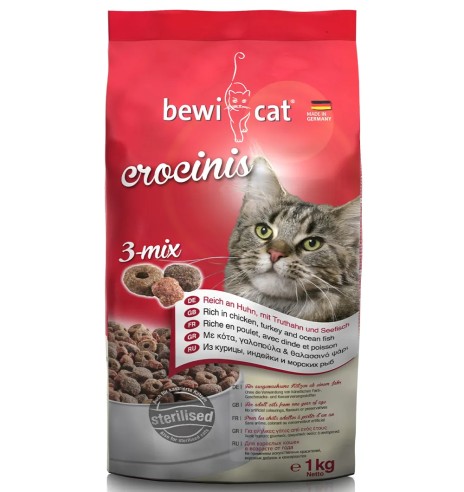 BEWI CAT сухой корм для кошек Crocinis, с курицей, индейкой и морской рыбой