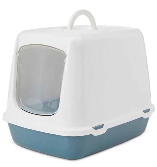 Savic Oscar закрытый туалет для кошек, белый-голубовато-серый