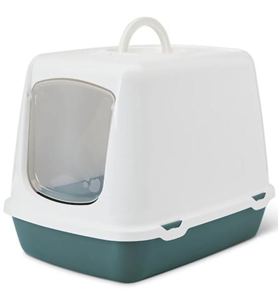 Savic Oscar закрытый туалет для кошек, белый-Cкандинавский зеленый