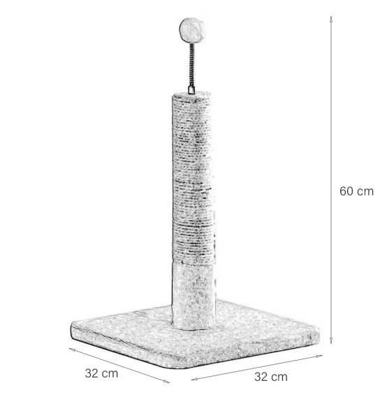 Kassi kraapimispuu, mänguasjaga, kõrgus 60 cm, Cat Post with Toy (Pawise)