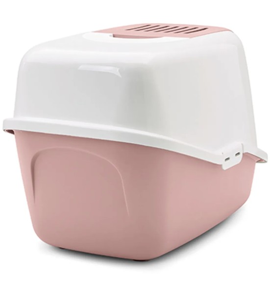 Savic Nestor закрытый туалет для кошек, белый-pозовый