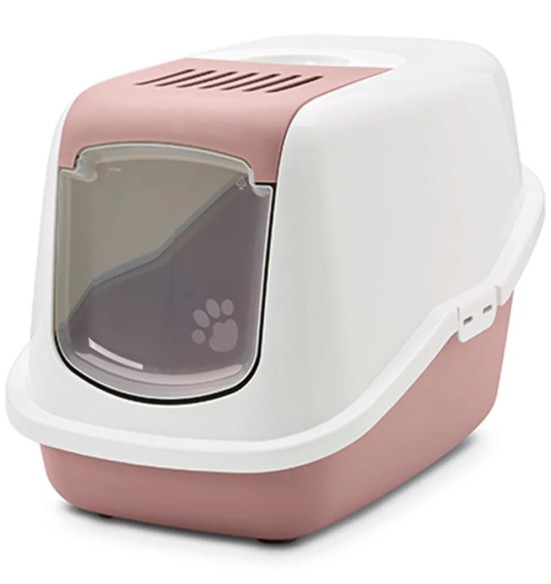 Savic Nestor закрытый туалет для кошек, белый-pозовый