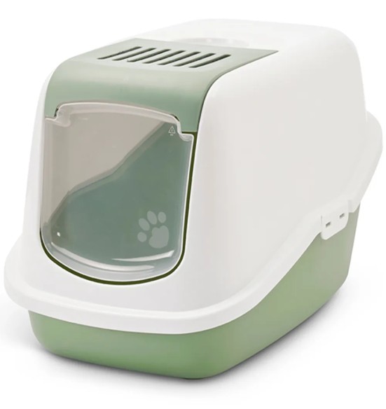 Savic Nestor закрытый туалет для кошек, белый-природный зелёный