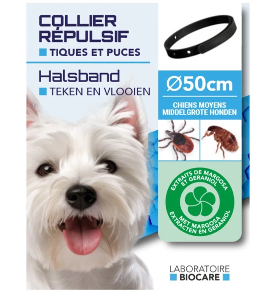 Puugirihm koerale 50 cm, putukatõrje looduslike taimeekstraktidega (Laboratoire Biocare)