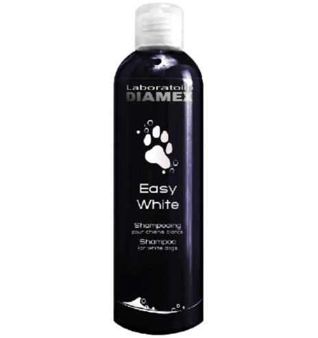 Šampoon Easy White, valge karvaga koertele, õrnatoimeline, siidisust ja läiget andev (Diamex)