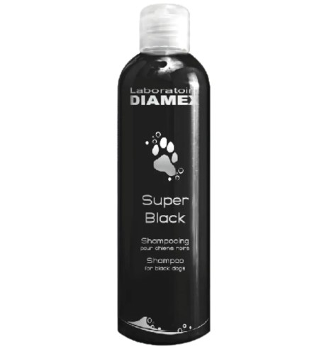 Šampoon Super Black, musta karvastikuga koertele, taastab värvuse ja läike (Diamex)amex)