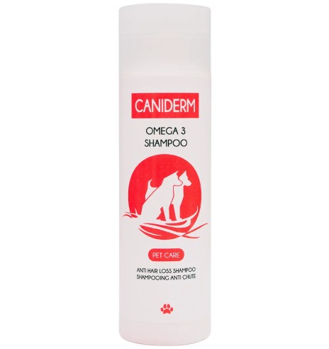 Koera ja kassi shampoon Omega-3, karvade väljalangemise vastu (Caniderm)