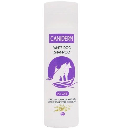 Šampoon White Dog, valge karvastikuga koertele ja kassidele, kaeraekstraktiga (Caniderm)