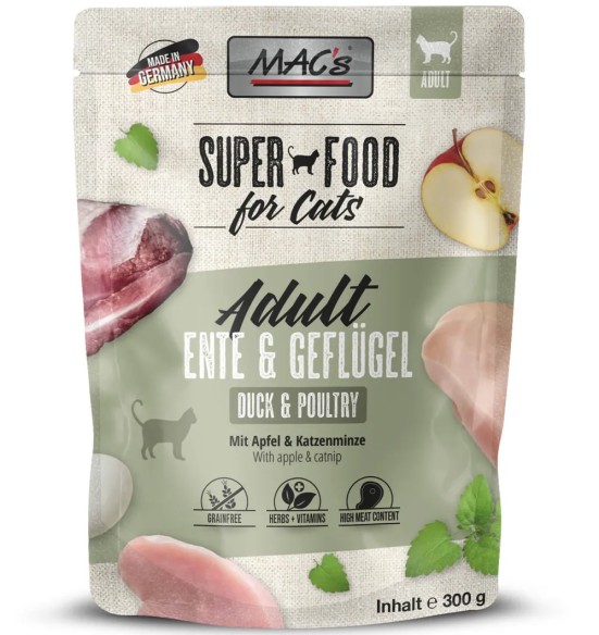 MAC's konserv kassile PART, KODULIND (97%) teraviljavaba, kotike (Superfood Cat Duck & Poultry)