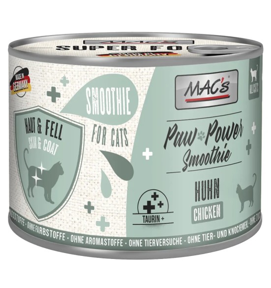 MAC's Paw Power Smoothie - смузи для кошек из курицы, поддерживающий здоровье кожи и шерсти