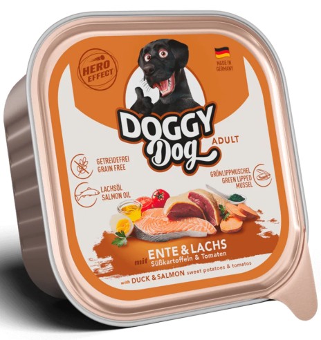 Корм консервированный для собак DOGGY Dog из утки и лосося со сладким картофелем и помидорами