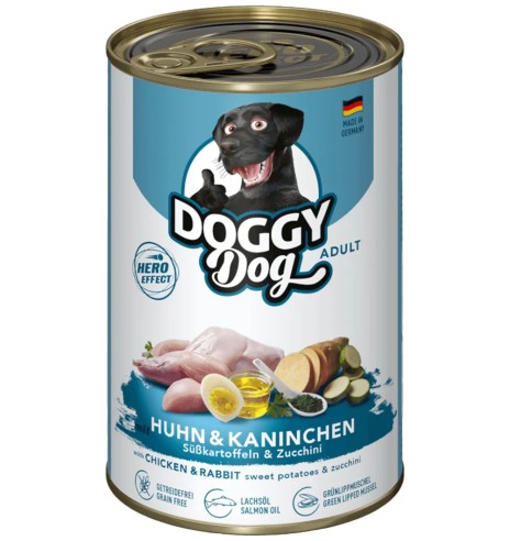 Консервы для собак DOGGY Dog с мясом курицы и кролика со сладким картофелем и цуккини