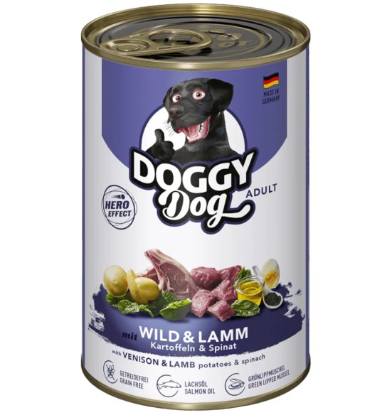 DOGGY Dog koera konserv, uluki- ja lambaliha koos kartuli ja spinatiga