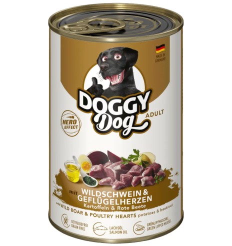 Консервированный корм для собак DOGGY Dog с мясом кабана и сердечками домашней птицы и с картофелем и свеклой