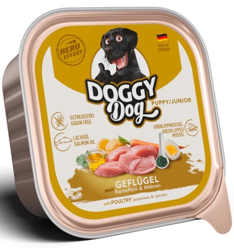 Консервы для щенков DOGGY Dog с мясом домашней птицы и с картофелем и морковью