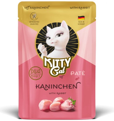 Корм консервированный KITTY Cat в пакетиках, с мясом кролика, беззерновой