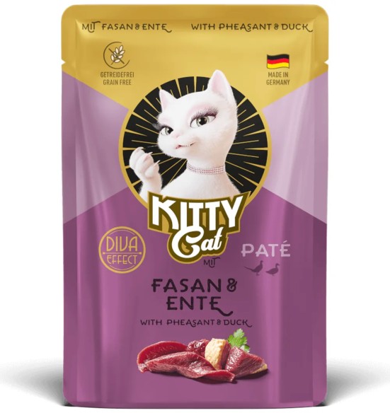 KITTY Cat консервированный корм для кошек в пакетике с мясом фазана и утки, беззерновые