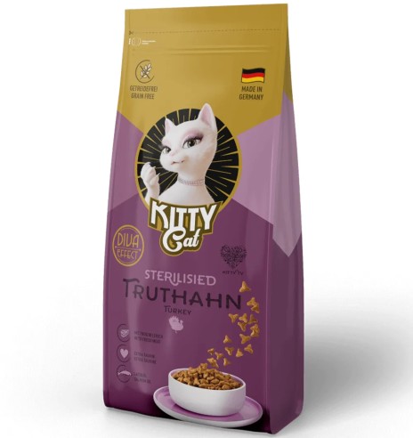 Сухой корм для стерилизованных кошек KITTY Cat Sterilised с мясом индейки, беззерновой