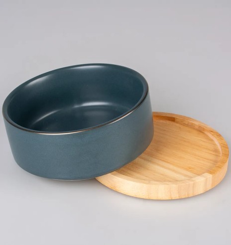 Kauss keraamiline, puidust alusel, sinine,...