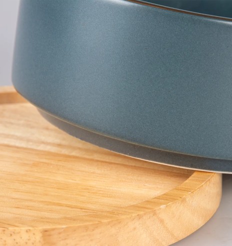 Kauss keraamiline, puidust alusel, sinine,...