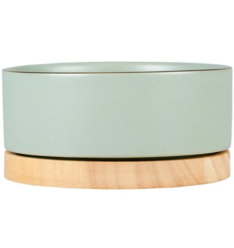 Миска керамическая на деревянной основе,...