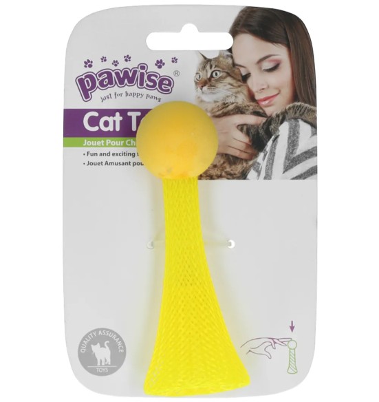 Игрушка для кота, прыгающий мячик с хвостом и подсветкой (Pawise)