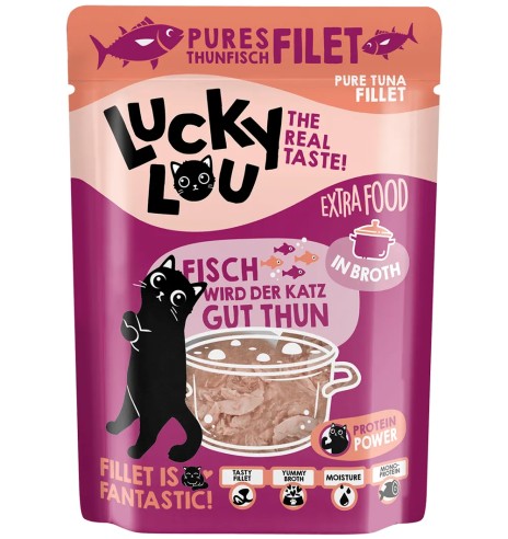 Беззерновой корм для кошек в пакетике Lucky Lou Extra Food филе тунца в бульоне
