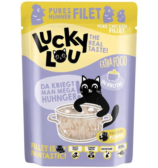 Lucky Lou Extra Food корм для кошек в пакетике, куриное филе в бульоне, беззерновой