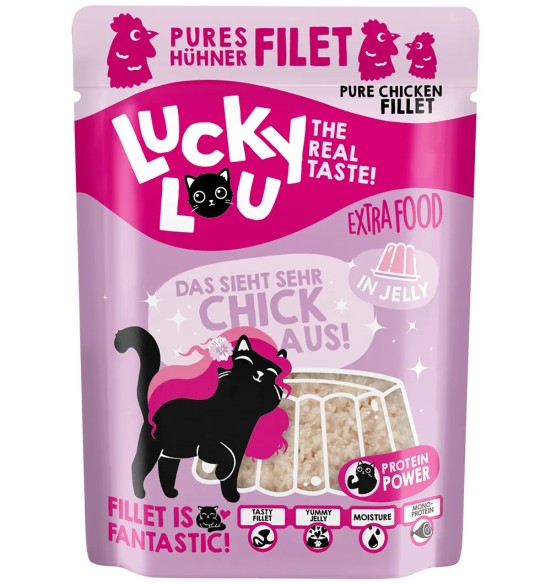 Lucky Lou Extra Food куриное филе в желе, беззерновой корм для кошек в пакетике