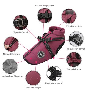 Куртка зимняя для собак со шлейкой, фиолетовая (VPETBR-D57) 2