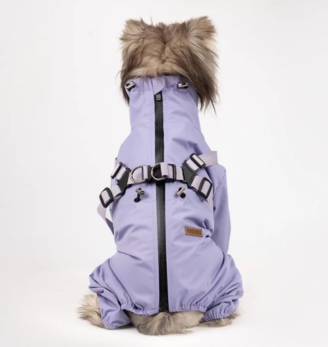 Дождевик для собак с вшитой шлейкой, с длинными...