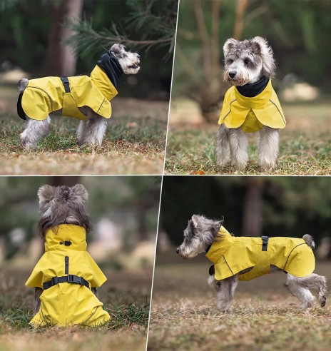 Дождевик для собаки с шарфом-трубой, желтый...