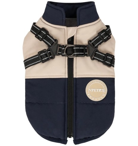 Koera talvejope traksidega, sinine-beež (VPETBR)