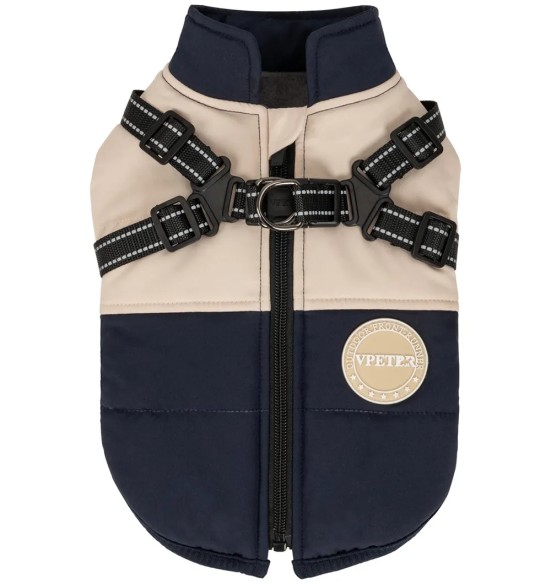 Koera talvejope traksidega, sinine-beež (VPETBR)