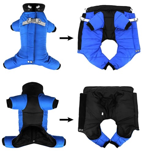 Куртка зимняя для собак с короткой шлейкой,...