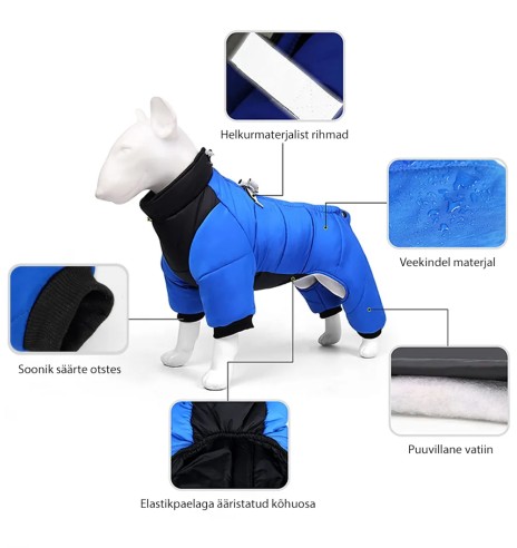 Куртка зимняя для собак с короткой шлейкой,...