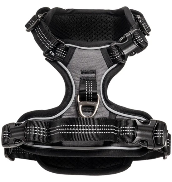 Tirimisvastased traksid koerale, pehmendusega, hall-must (VPETBR-H1)