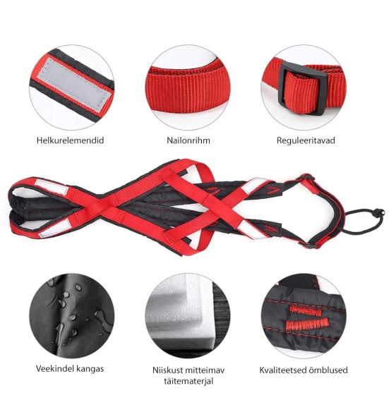 Шлейка ездовая спортивная, красно-черные (VPETBR-H1)