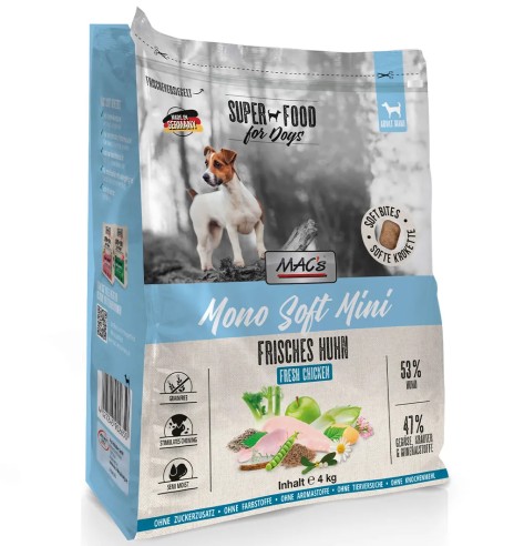Корм для собак MAC's Mono SOFT Mini со свежей курицей, полувлажный, беззерновой (Semi-Moist)