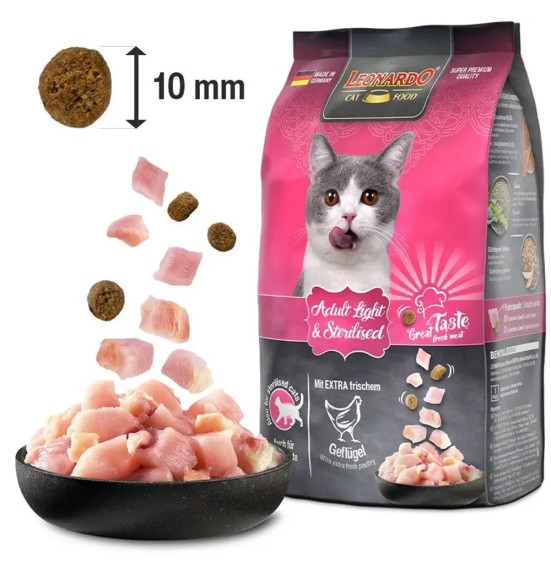 LEONARDO LIGHT сухой корм для стерилизованных кошек или кошек с избыточным весом