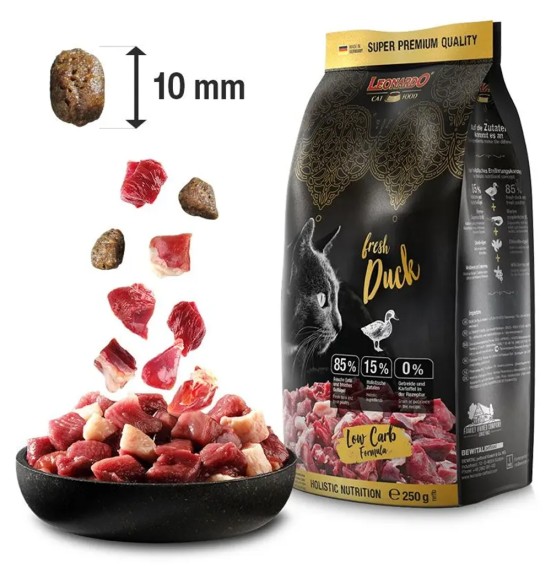 LEONARDO FRESH MEAT беззерновой сухой корм для кошек, со свежим мясом утки