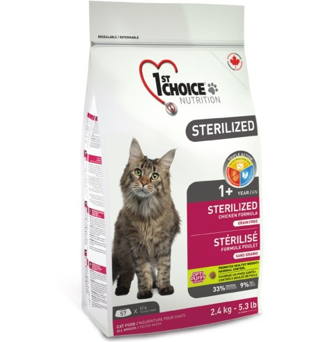 1st Choice teraviljavaba täistoit steriliseeritud täiskasvanud kassidele, kanalihaga