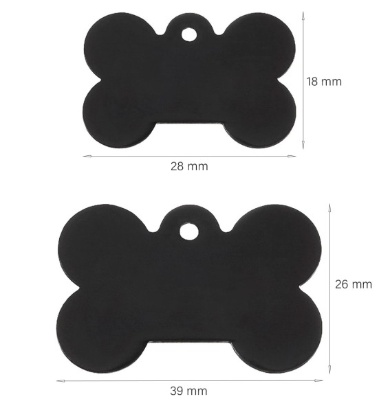 Кулон с гравировкой для собаки, подвеска в форме косточки, чёрный (Classic)