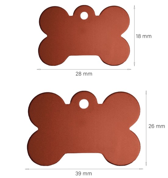 Graveeritud ripats koerale, kondikujuline koera nimesilt, pronks (Classic)