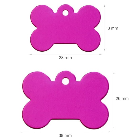 Graveeritud ripats koerale, kondikujuline koera nimesilt, roosa (Classic)