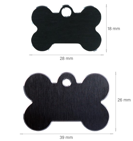 Graveeritud ripats koerale, kondikujuline koera nimesilt, must (Hi-Line)