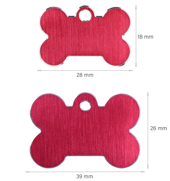 Graveeritud ripats koerale, kondikujuline koera nimesilt, punane (Hi-Line)