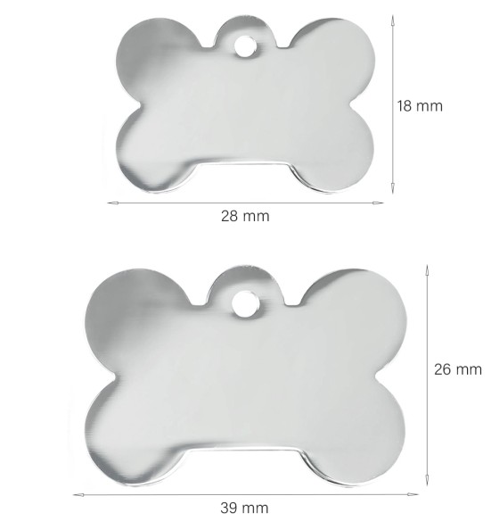 Graveeritud ripats koerale, kondikujuline koera nimesilt, hõbetatud (Prestige)