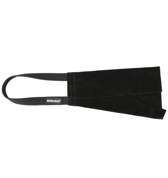 Кожаная тряпка из натуральной кожи для дрессировки, с одной петлей, чёрная (Dingo Gear)